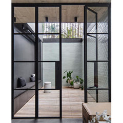 WDMA Interior Glass French Doors Iron Entry Door Cheap