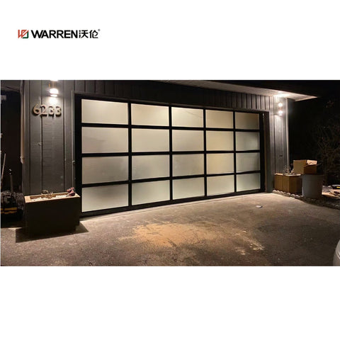 Warren 9x7 Black Garage Door Automatic Aluminum Accordion Garage Door Watertight Door