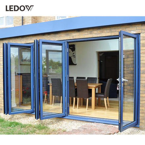 Outdoor Exterior Bifold Modern Designs Aluminum Alloy Double Tempered Glass Bi Folding Patio Doors