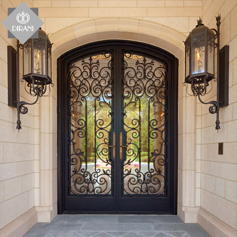 beautiful design interior wrought iron doors for villa swing open exterior outdoor wrought iron front double entry doors on China WDMA