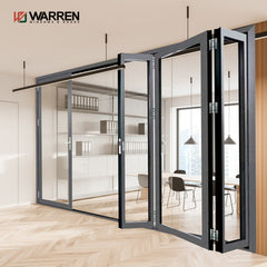 2022 Large size veranda aluminum bifold glass folding doors Custom made indoor accordion bi fold doors design
