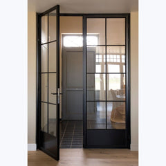 WDMA Customizable steel frame windows and doors balcony iron french double entrance door