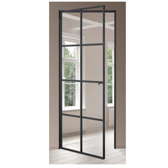 WDMA  Durable Overhead Aluminium Modern Customized French Steel Door Entry Door Outward Door Interior Matt Black Frame + Clear Glass