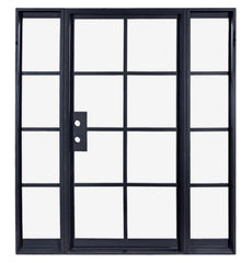 WDMA  China Manufacturer Swing Open Exterior Black Metal French Doors Panel Exterior Commercial Glass Door