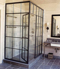 WDMA  French style door iron glass door with grid design hot sell  steel frame casement door