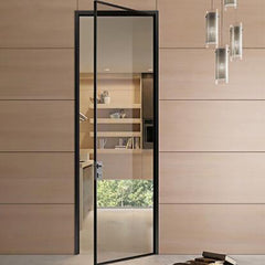 WDMA Black Double Interior Sliding French Patio Glass Door