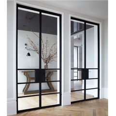 WDMA  black steel thermal break steel doors fancy steel door grill design french style door