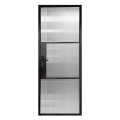 WDMA  Durable Overhead Aluminium Modern Customized French Steel Door Entry Door Outward Door Interior Matt Black Frame + Clear Glass