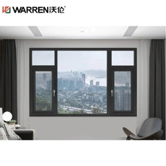 36x48 Inward Opening Aluminum Laminated Glass Black Hurricane Impact Window For Balcony