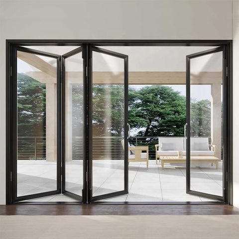 WDMA Soundproof Aluminum Folding Glass Stack Bifold Door For House