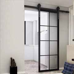 WDMA Metal framed glass sliding doors with barn door hardware kit