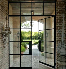 WDMA Popular product  Wrought Iron double layer tempered  glass french door with hardware