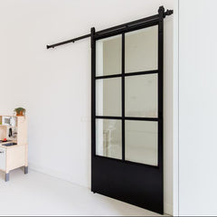 WDMA Hot sale Steel insulated sliding barn door wrought iron frame sliding door with track