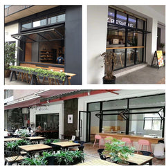 Aluminium Bi fold Window Fold Up Glass Windows American Vertical Roll Up Grid Folding Window For Bar Shop Coffee