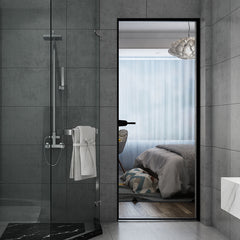 Modern Exclusive Patent Hanging Trip Toielt Bathroom Bedroom No Track Single Panel Aluminum Pocket Sliding Door