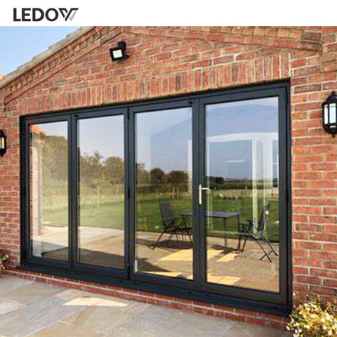 Latest European And American Style Standards Soundproof System Movable Frameless Bi Folding Glass Doors