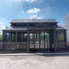 China WDMA outdoor winter garden aluminum enclosures sunroom prefabricated aluminum triangular conservatory/ glass green house