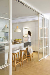 WDMA  Narrow steel frame tempered glass steel interior sliding doors for residential houses