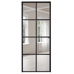 WDMA  Durable Overhead Aluminium Modern Customized French Steel Door Entry Door Outward Door Interior Matt Black Frame + Clear Glass