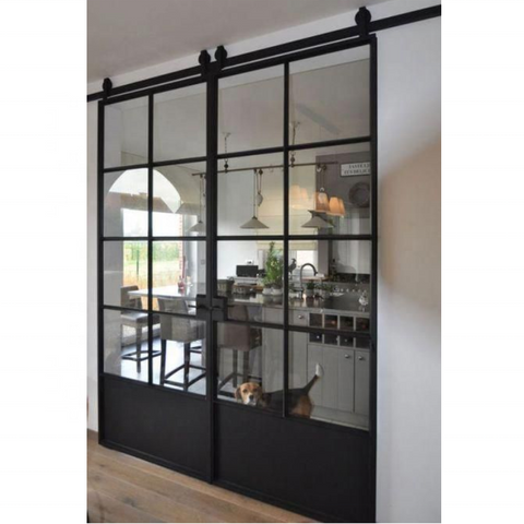 WDMA  French barn door Steel frame Fixed doors windows, single or double glazed tempered glass, thermal/non-thermal barrier frame