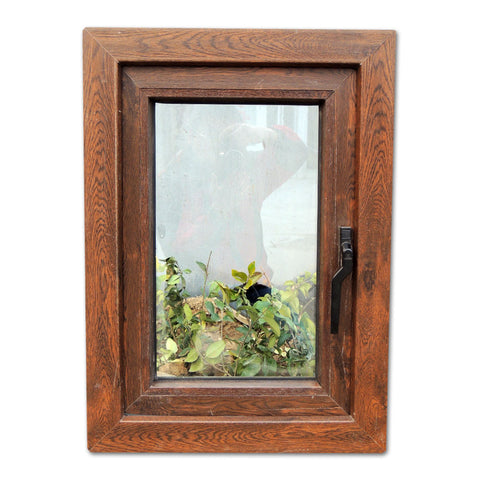 WDMA Hotian Brand High Quality Wood Color Double Tempered Glass Aluminum Casement Windows