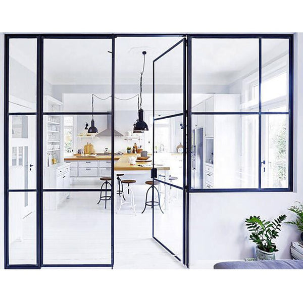 WDMA custom aluminum frames black steel window interior double french metal frame glass door