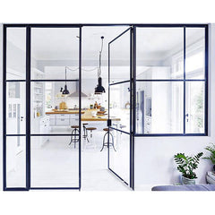 WDMA wholesale price commercial black metal steel framed glass windows& doors