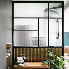 WDMA  Hot sale in  Australia iron frosted glass door with grill design interior matte black french steel door