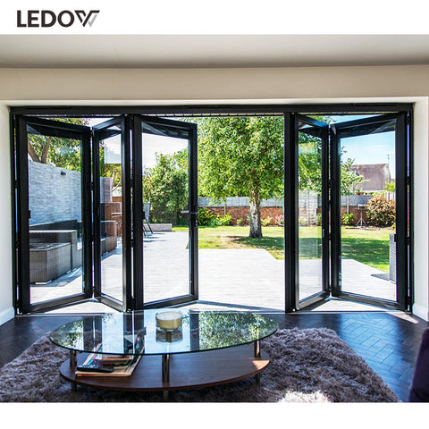 Top Cheap Folding Bi Fold Bifold Windows Price Aluminum Double Glass Bifold Door