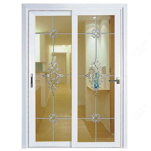 WDMA soundproof interior pvc single panel sliding toilet door with glass in dubai