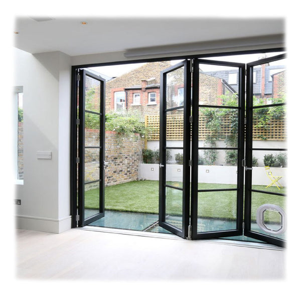 Modern Design Exterior Balcony Flexible Track Aluminum Glass 3 Panel Sliding Bifold Patio Door