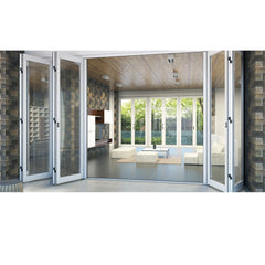 Transparent Low E Glass Folding Patrition Door Aluminum Soundproof Sliding Folding Interior Bi-fold Door folding door