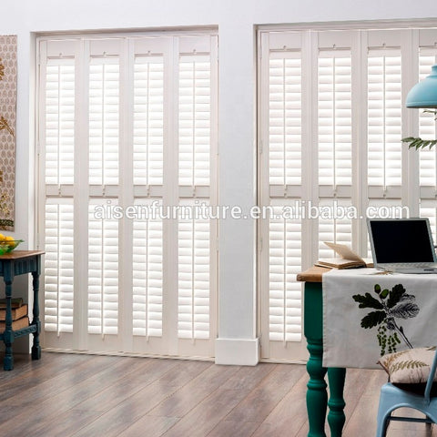 Export to Sydney custom wood white horizontal plantation shutters for sliding glass doors on China WDMA