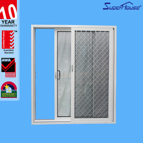 Australia standard aluminium sliding doors used for entry door with security mesh on China WDMA