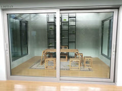 Aluminum french style sliding patio doors with gray color and double glass on China WDMA