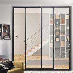 WDMA aluminum glass kitchen door design/ Slim Frame Aluminum Sliding Door/ Narrow Frame Push-pull Door