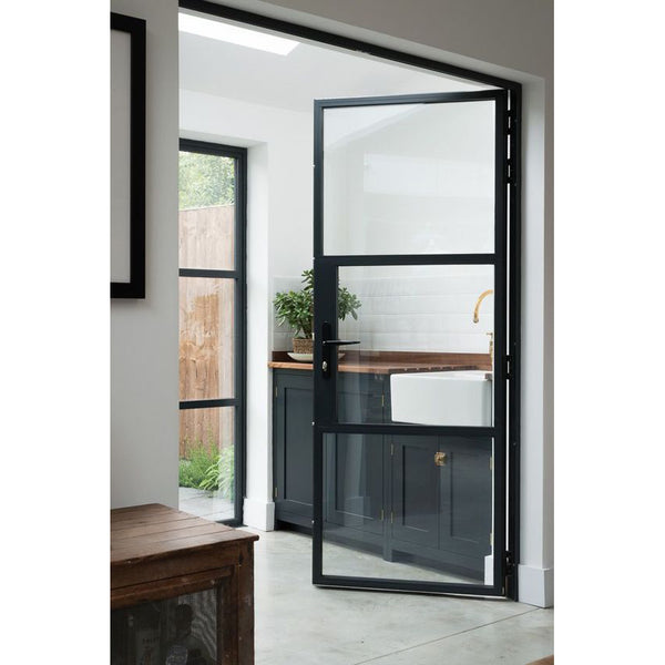 WDMA Modern style frosted glass grill windows doors tempered glass iron steel french door