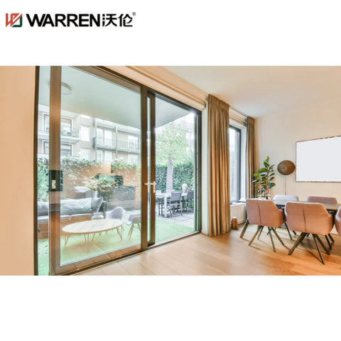 WDMA 96x80 Sliding Aluminium Double Glazing Brown lnsulating Interior Door Wholesale