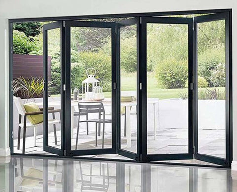 WDMA 16 foot sliding glass door with fully tempered double glazing Low-e bi-folding doors for sale