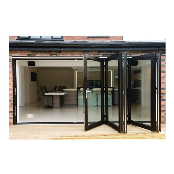 Aluminum Patio Exterior Double Glass Sliding Folding Door Transparent  Door Folding