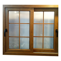 WDMA Brown wooden color frame pvc sliding windows with glass