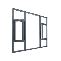 WDMA Big picture black cheap aluminum frame fixed double pane casement glass window and door