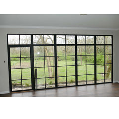 WDMA Wrought Double Leaf Iron And Glass Door With Temper Glass Door