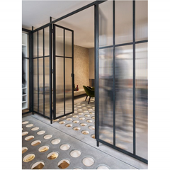 WDMA  economic stylish shower leaded glass steel framed sections interior swinging internal french doors