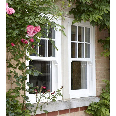 White  Double Hung Vertical Sash Window French Glass windows Aluminum Up Down Sliding Window With Grill