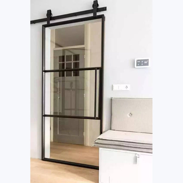 WDMA Hot sale Steel insulated sliding barn door wrought iron frame sliding door with track