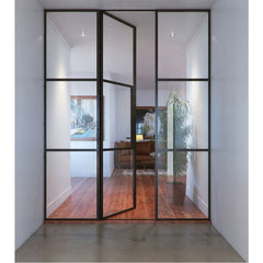 WDMA French double french steel door with frosted  glass wrought iron french doors for america