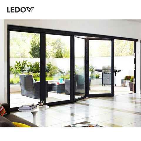 Latest European And American Style Standards Soundproof System Movable Frameless Bi Folding Glass Doors