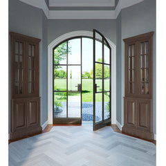 WDMA French double french steel door with frosted  glass wrought iron french doors for america