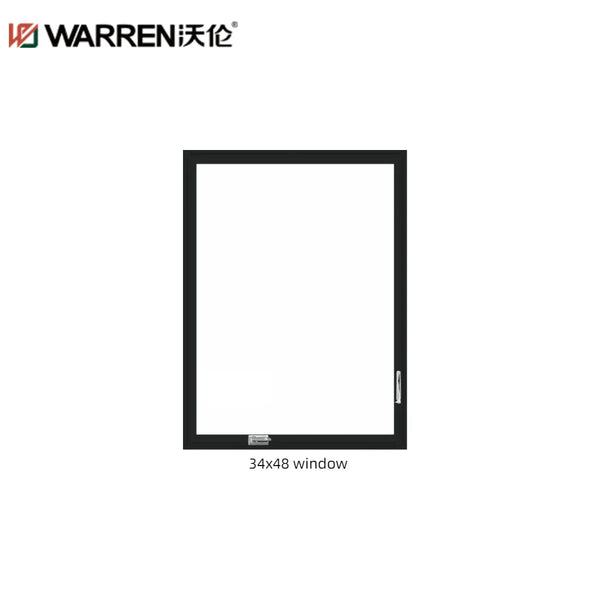 34x48 Inward Opening Aluminium Frosted Glass Black Triple Pane Window For Home